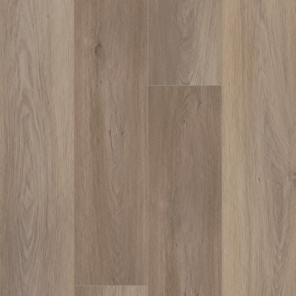 Coretec Pro Plus XL Enhanced Vinyl features light brown planks with visible grain patterns and knots. Varying shades and natural textures in a staggered layout deliver an authentic wood and stone look.