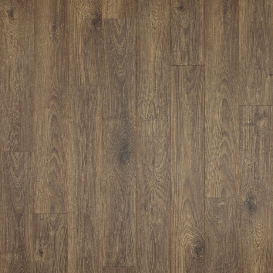 Casita Terrace 7 1/2" Waterproof Laminate in Wood Oak features a natural grain pattern with varied shades, realistic knots, and lines for a rustic wood look that simulates authentic hardwood flooring.