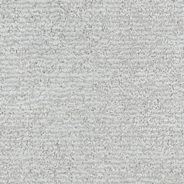 Close-up of Balance Family Friendly Carpet in Cozy—light grey, durable, and soft with a plush, slightly uneven looped surface—great for busy homes.