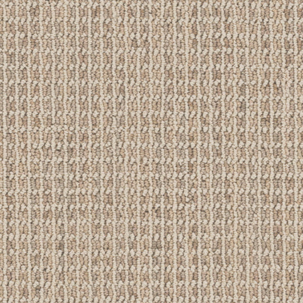 Haven Berber Carpet in Cream features a subtle, uniform grid-like pattern with tightly woven looped fibers in varying beige tones. Its durable, textured design makes it ideal for high-traffic areas.