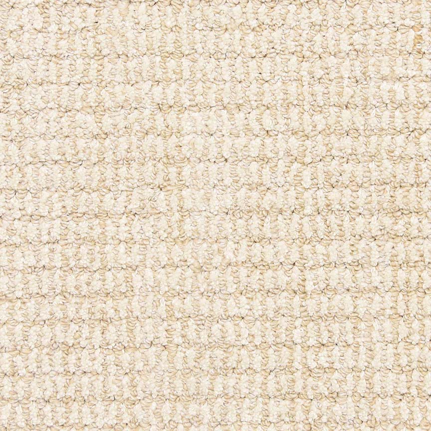 Close-up of the Aspen Berber Carpet in Cream, highlighting its looped pile pattern with tightly woven rows that create a uniform, slightly raised surface for lasting durability.