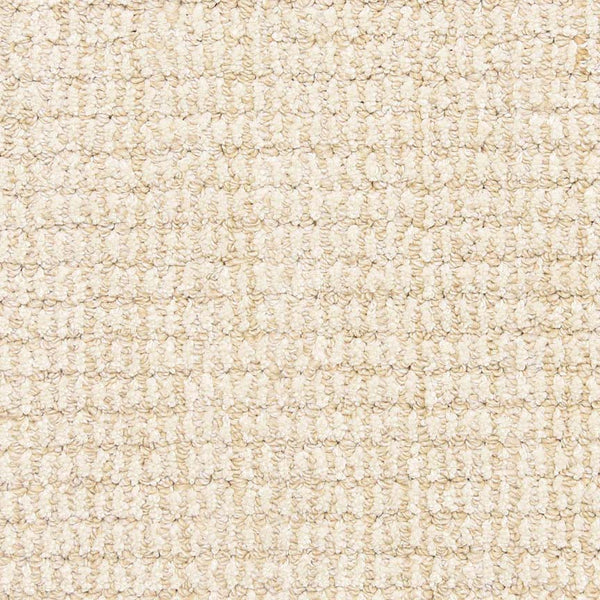 Close-up of the Aspen Berber Carpet in Cream, highlighting its looped pile pattern with tightly woven rows that create a uniform, slightly raised surface for lasting durability.