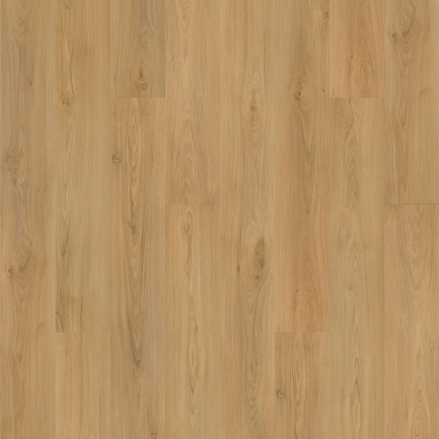 Barker Hollow 7.5" Vinyl features light brown planks with a natural wood grain and subtle knots. The staggered layout enhances its warm, inviting look, offering the appeal of real wood in durable luxury vinyl flooring.