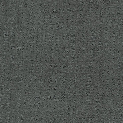A close-up of Homage Berber Carpet in Delmar shows a textured dark gray surface with a subtle, irregular rectangle and dot pattern—reminiscent of classic Berber style—offering durability and tactile appeal for high-traffic areas.