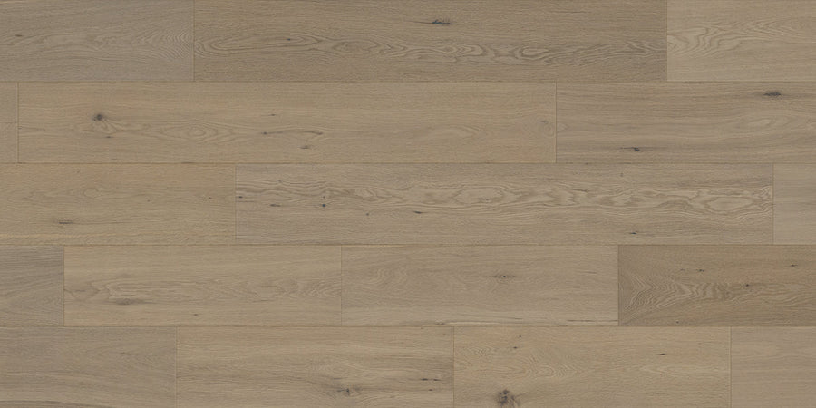 Denali II 7 1/2" Hardwood in Bryce Canyon features light brown wide planks arranged in a staggered pattern, highlighting natural grain patterns and knots. The surface has an oiled-finish matte sheen with subtle color and texture variations.