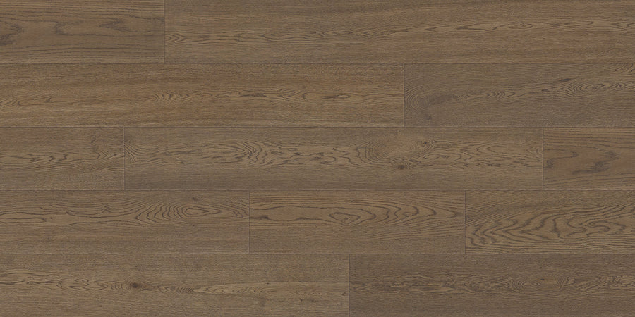 Wide planks of Denali II 7 1/2" Hardwood in the Capitol color, showcasing rich dark brown tones with natural wood grain patterns and textures, are arranged side by side in a seamless vertical layout. The oiled-finished matte surface appears smooth and well-crafted.