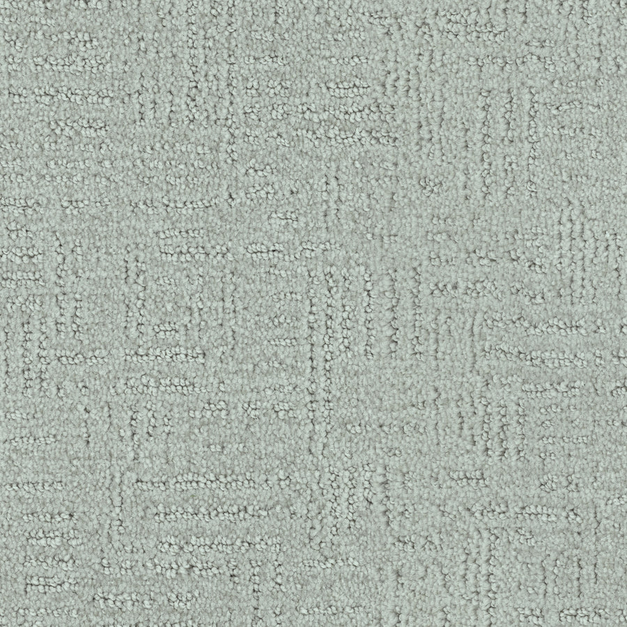 Distinctive Family Friendly Carpet in light gray nylon offers a subtle geometric pattern with small, raised rectangles. Its soft, plush texture provides a modern, versatile look, making it ideal for family-friendly home decor.