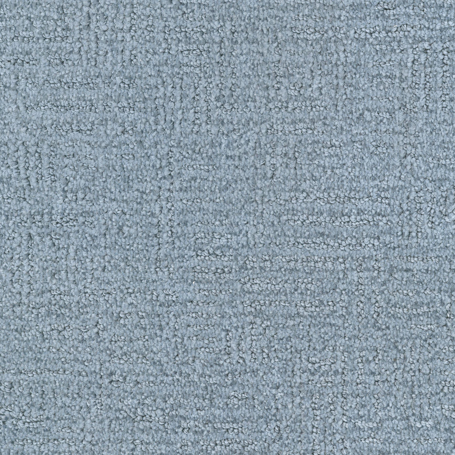 Distinctive Family Friendly Carpet features a light gray color and subtle geometric pattern from short, looped fibers. This nylon flooring provides a soft, stylish, and uniform surface perfect for modern family homes.