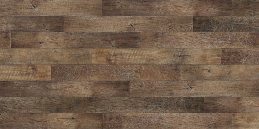 A close-up view of Adura Max 6" Vinyl Plank in Dockside Pier, featuring durable flooring with rich brown shades and authentic wood grain patterns and textures that mimic natural wood.