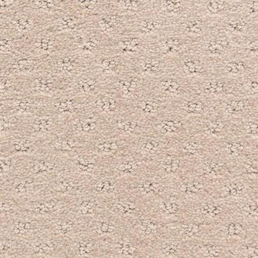Close-up of Dreamer On Trend Carpet in Doe Skin, showing its plush textured beige fibers and subtle dotted pattern with raised loops arranged in small clusters.