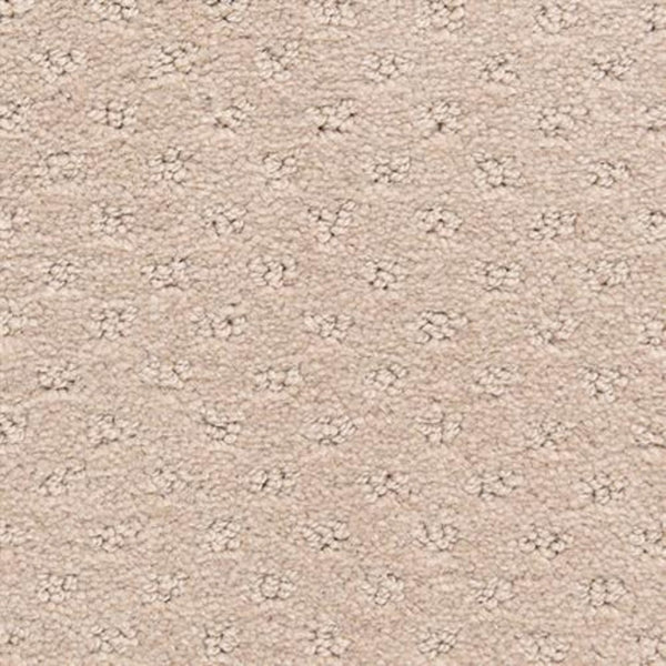 Close-up of Dreamer On Trend Carpet in Doe Skin, showing its plush textured beige fibers and subtle dotted pattern with raised loops arranged in small clusters.