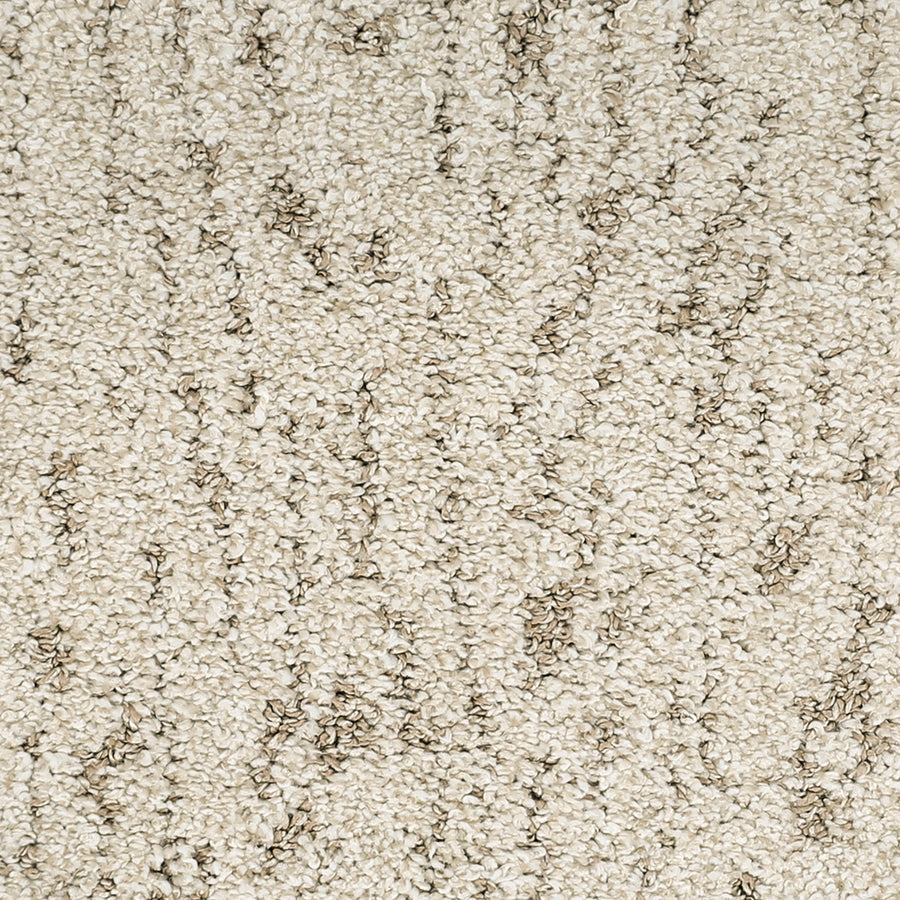 Close-up of Meow Mosaic Pet Friendly Carpet featuring a beige textured loop pile with light brown fibers, forming a subtle mosaic pattern ideal for homes with pets.
