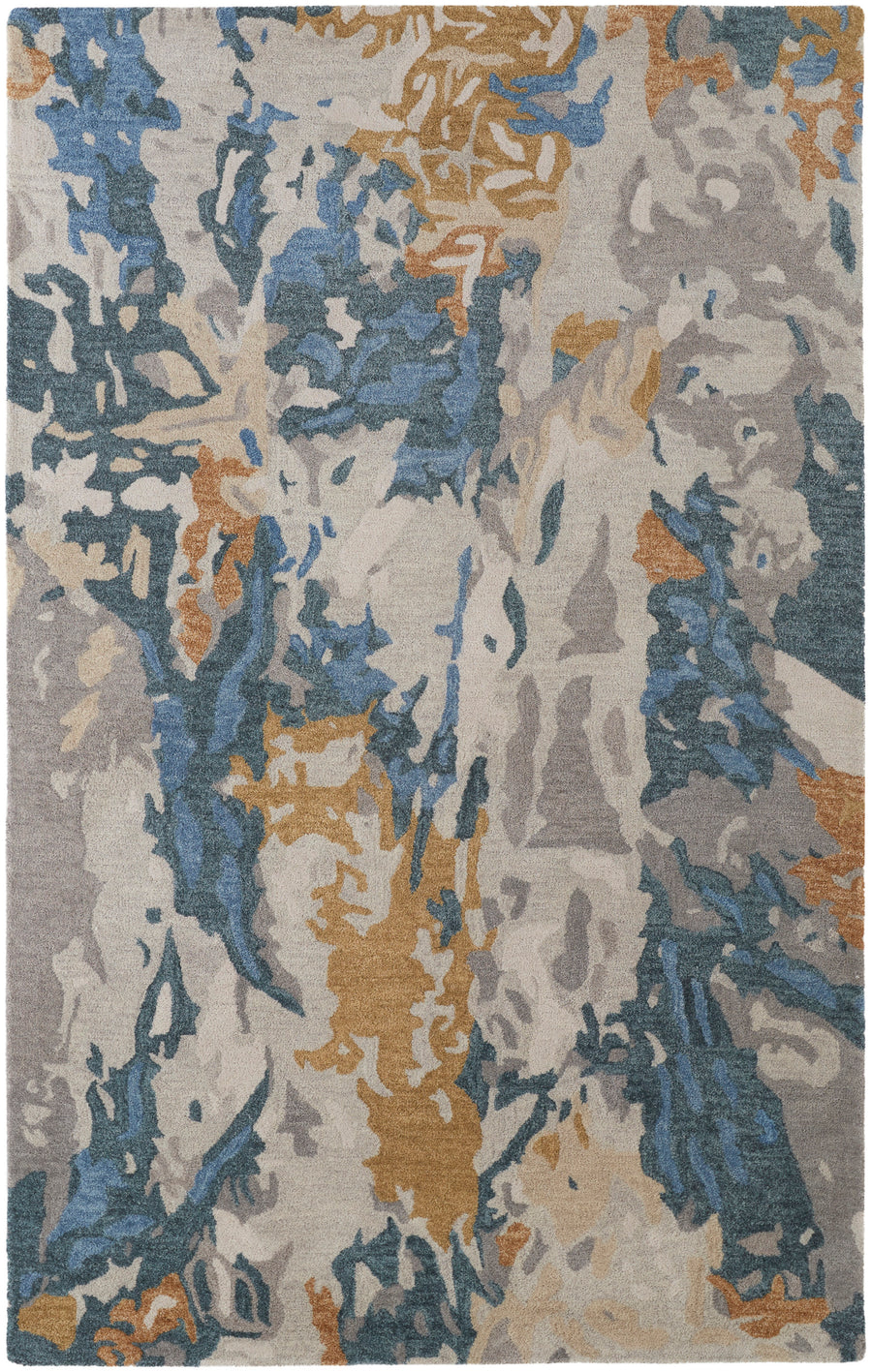 A close-up of the Everley Gray/Multi-Color Area Rug highlights its elegant design—perfect for enhancing your home décor.