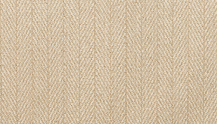 Eastleigh Berber Carpet in Custard features a beige textured surface with a repeating chevron pattern, creating a subtle zigzag design that's perfect for high-traffic areas.