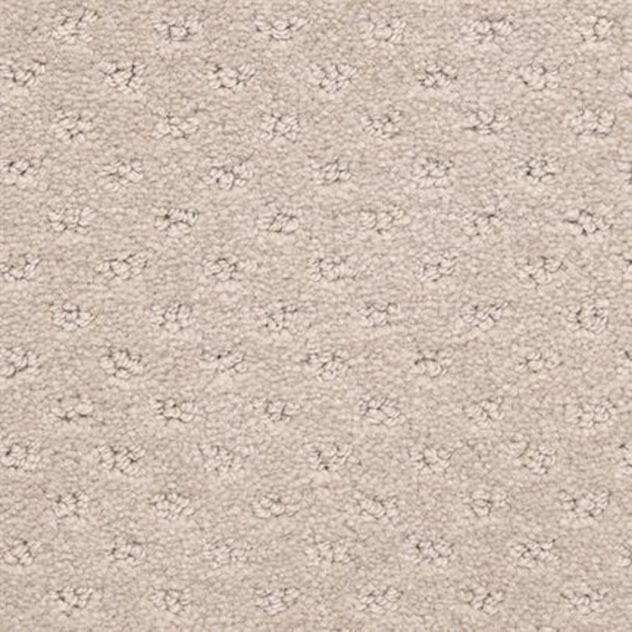 Close-up of Dreamer On Trend Carpet in Ecru, featuring plush fibers, a subtle dotted texture, and small, evenly spaced floral-like patterns across the surface.