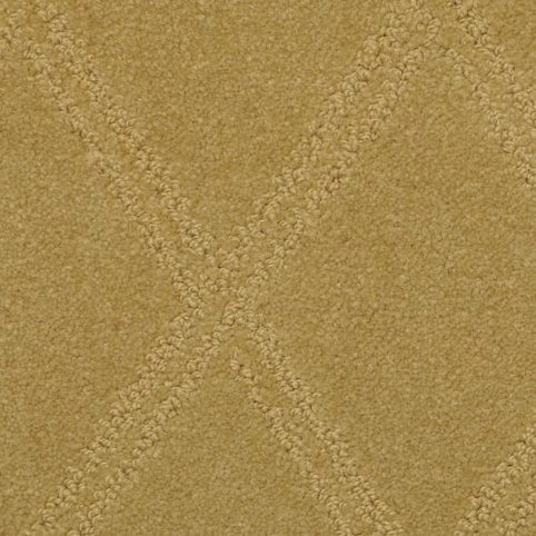 Close-up of Braided Opulence Berber Carpet in English, featuring a light brown hue and a textured diamond pattern formed by raised lines. Its soft, plush surface brings elegant style to any room.