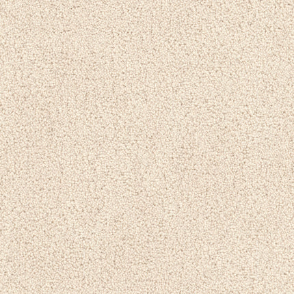 Close-up of Tribute Family Friendly Carpet in Escapade—a durable, soft, plush light beige carpet with a uniform, slightly speckled texture designed to withstand everyday family life.