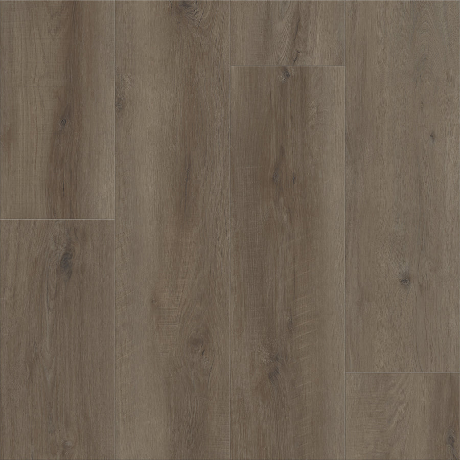 Close-up view of Classic Dwell 9" Vinyl flooring with a natural wood grain texture and matte finish, highlighting its timeless aesthetics and subtle color variations for a classic look.
