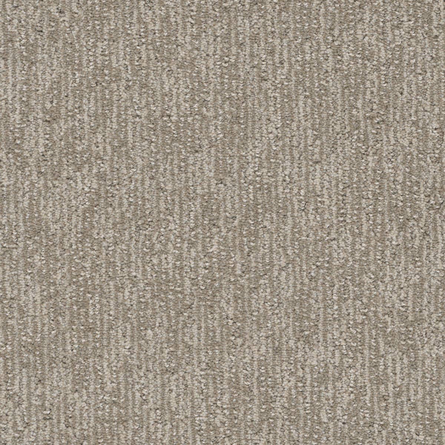 Close-up of Finishing Touch Berber Carpet in Skipping—a soft beige carpet with a subtle, textured linear pattern and tonal variations for added depth, ideal for high-traffic areas.