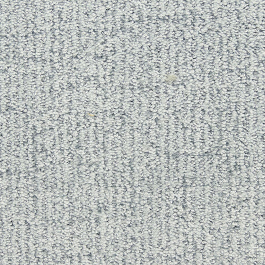 Close-up of Victor Family Friendly Carpet in First Place color, showcasing a light gray, textured looped pile with subtle vertical and horizontal lines, ideal for families.