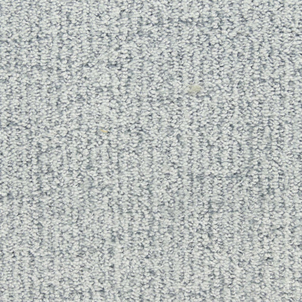 Close-up of Victor Family Friendly Carpet in First Place color, showcasing a light gray, textured looped pile with subtle vertical and horizontal lines, ideal for families.