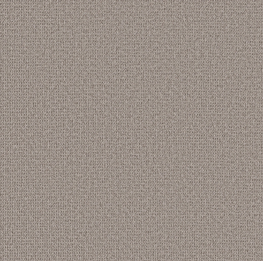 Close-up of Purrfection Beber Carpet in Flagstone, highlighting its detailed knit pattern with small, even loops and threads for a plush, luxurious texture.