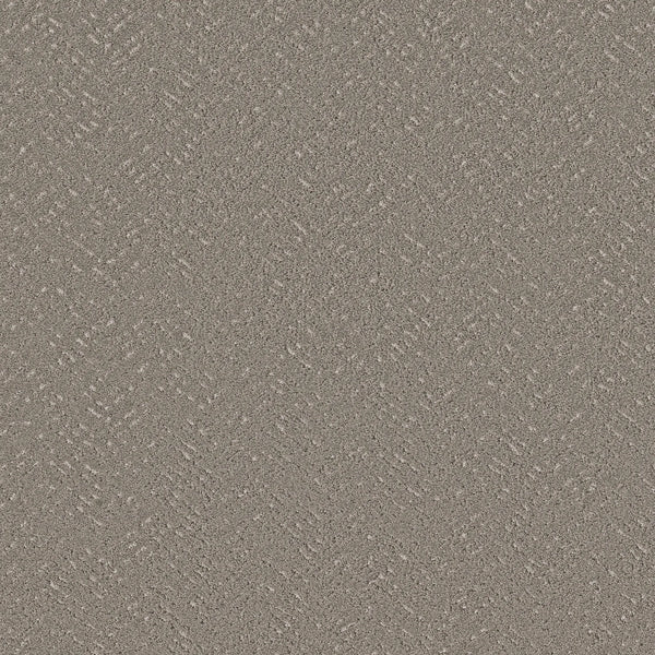 Close-up of Favoured Path Pet Friendly in Flannel shows a textured gray surface with a subtle diagonal zigzag pattern—reminiscent of concrete, it's ideal for durable flooring in contemporary spaces and modern commercial applications.
