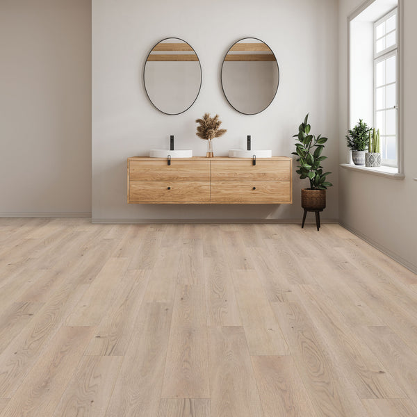 A minimalist bathroom with Woodlette Estates 7 1/2