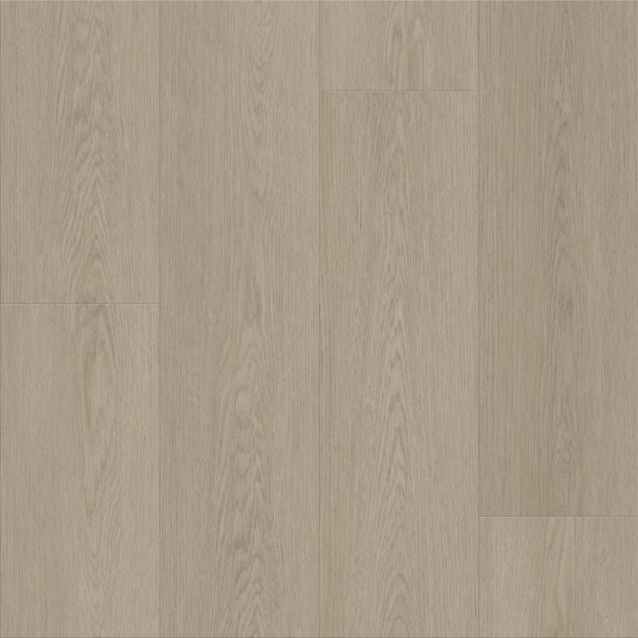 Classic Dwell 9" Vinyl features light wood tones with a natural grain pattern and subtle variations, offering a clean, modern look. Planks are laid side by side for timeless aesthetics and a seamless appearance.