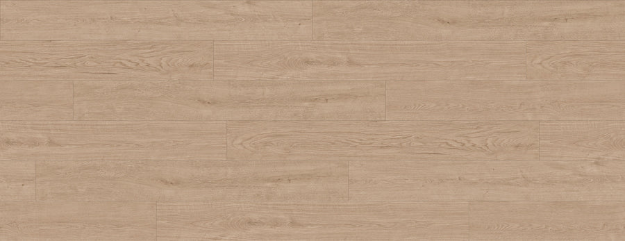 Pawlished Life 9.25" Waterproof Laminate features light brown, rectangular planks with a natural white oak grain, staggered layout, and a smooth matte finish with subtle texture for a realistic look.