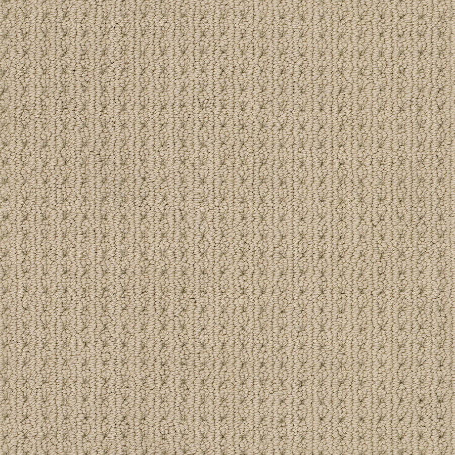 Close-up of San Lucas Family Friendly Carpet in Golden, featuring a textured, looped vertical pattern. Evenly spaced raised rows offer a soft yet structured look—ideal for high-traffic homes needing style and durability.