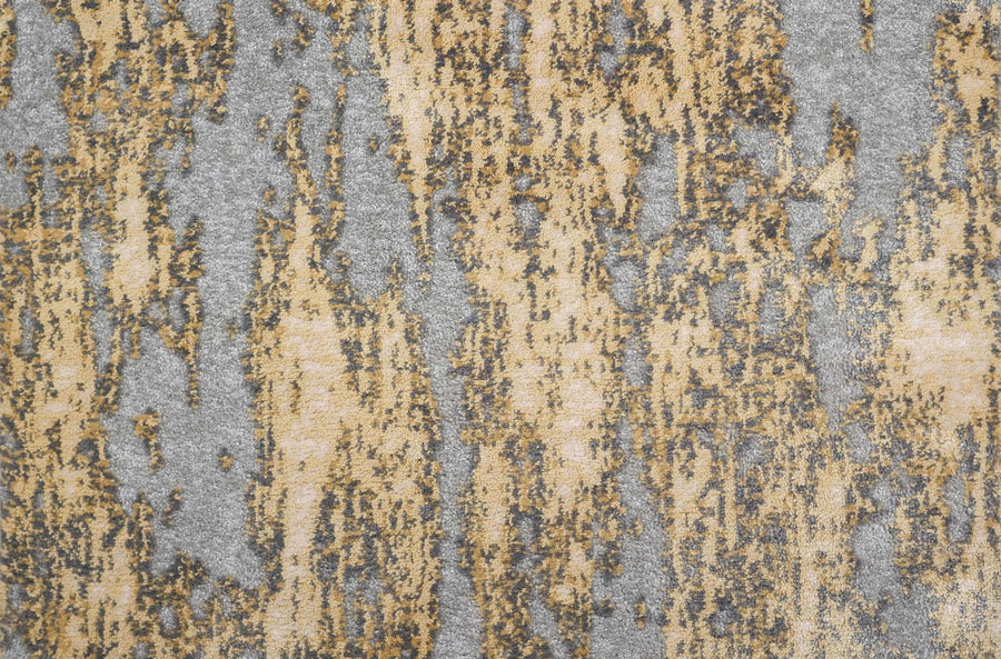 A close-up of Arabella On Trend Carpet in Golden shows a soft, textured surface with abstract beige and gold streaks on gray—a stylish, elegant flooring choice for any space.
