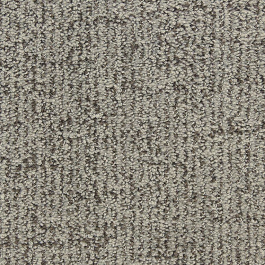 Close-up of Victor Family Friendly Carpet in Grand Prize, featuring a dense, looped-pile texture in gray and beige tones—ideal for busy homes with its durable, uniform pattern.