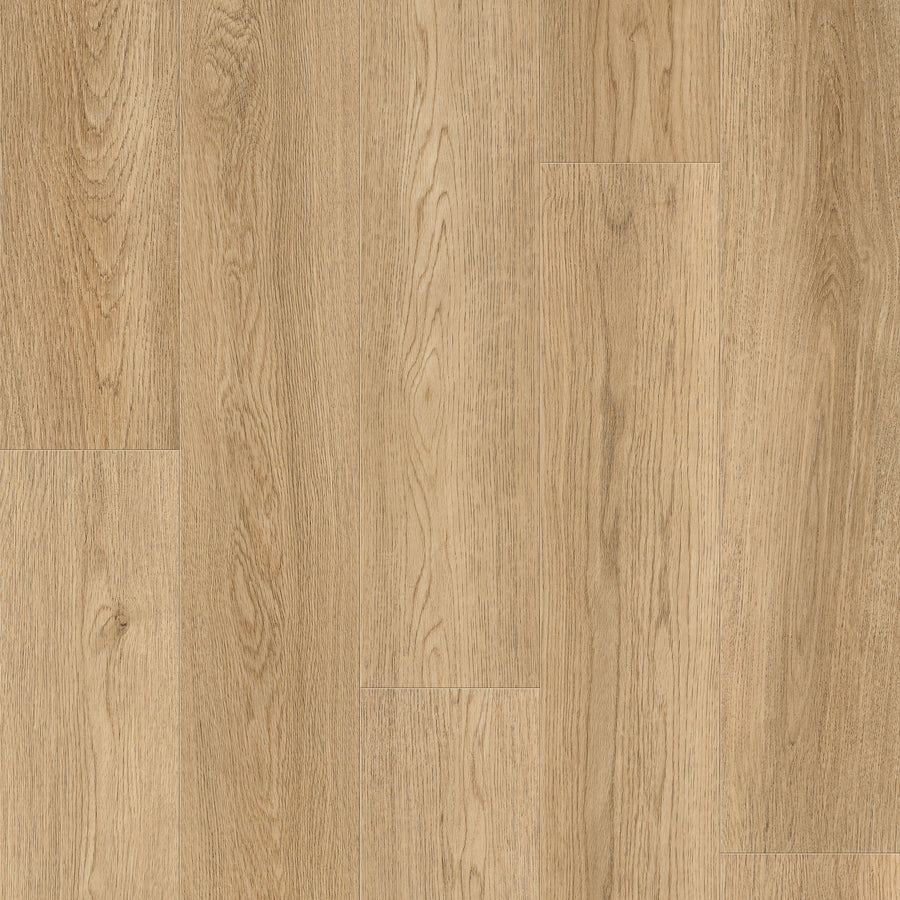 Coretec Originals Classics Vinyl features light brown luxury planks with realistic grain patterns and knots, arranged side by side in a straight layout and built with durable rigid core construction for lasting performance.