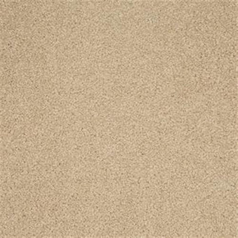 A close-up of the Harbor Town Family Friendly Carpet in Heritage color reveals a smooth, evenly textured, light tan surface that fills the entire image.