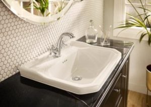 Hexagon 1" Matte Mosaic Tile in White bathroom backsplash