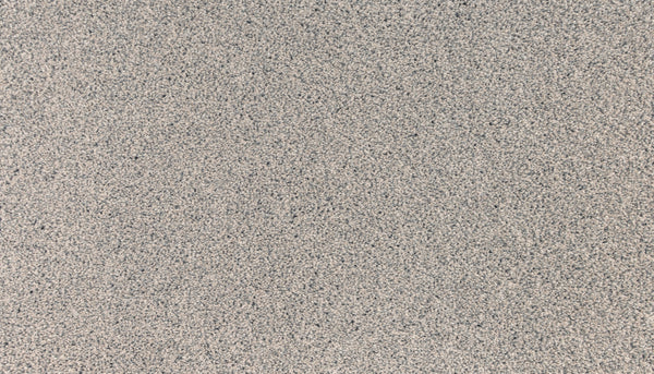Close-up of Innovative Comfort I Pet Friendly Carpet in Flare color, showing its textured light gray surface with fine, even speckles; luxury, stain-resistant, and pet friendly.