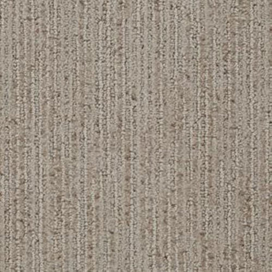 Suspicion Family Friendly Carpet in Intensity features a beige, stain-resistant surface with subtle linear textured lines in varying tan and light brown shades—ideal for family-friendly spaces.