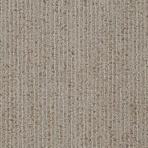 Suspicion Family Friendly Carpet in Intensity features a beige, stain-resistant surface with subtle linear textured lines in varying tan and light brown shades—ideal for family-friendly spaces.