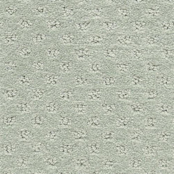 Dreamer On Trend Carpet in June features plush, textured light gray fibers with a repeating pattern of small, raised flower-like clusters—an elegant choice for luxury flooring.