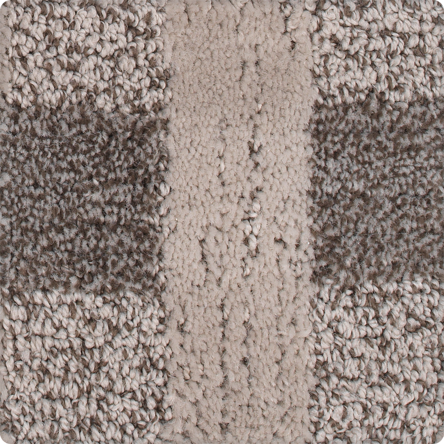 Close-up of the Polished Structure On Trend Carpet in beige and brown, showing a sophisticated pattern of rectangles, tightly woven loops, and a central lighter vertical strip.