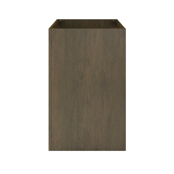 A tall, rectangular, brown wooden cabinet or box with open top and sides, viewed from the front against a white background.