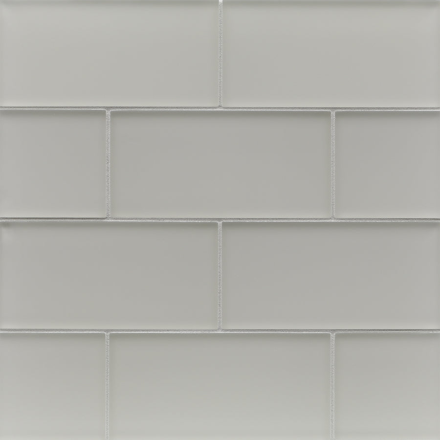 Tomei 3" x 6" Subway Tile in Silk color is arranged in a staggered brick pattern with thin, light gray grout lines for a fresh, contemporary look.