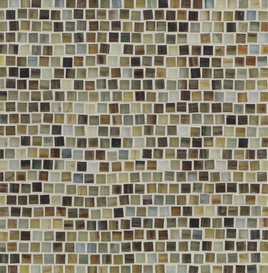 A luxury flooring choice, the Tozen Pompeii Mosaic Tile in Silk features small, glossy square tiles in a mosaic pattern—ideal for adding an elegant touch to any space.