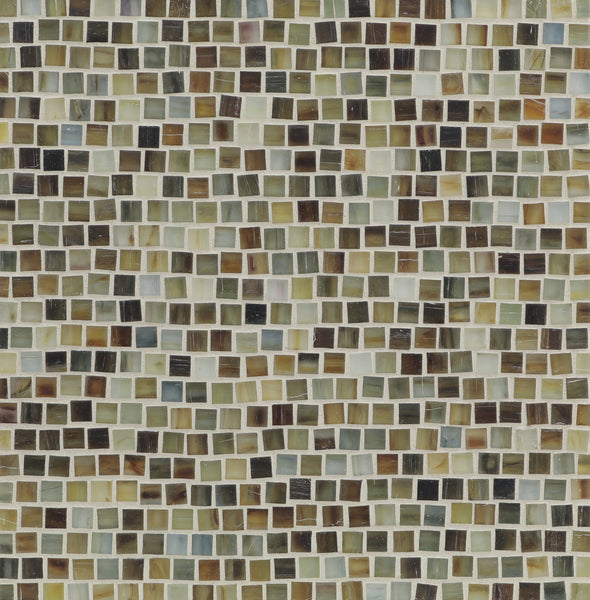 A luxury flooring choice, the Tozen Pompeii Mosaic Tile in Silk features small, glossy square tiles in a mosaic pattern—ideal for adding an elegant touch to any space.