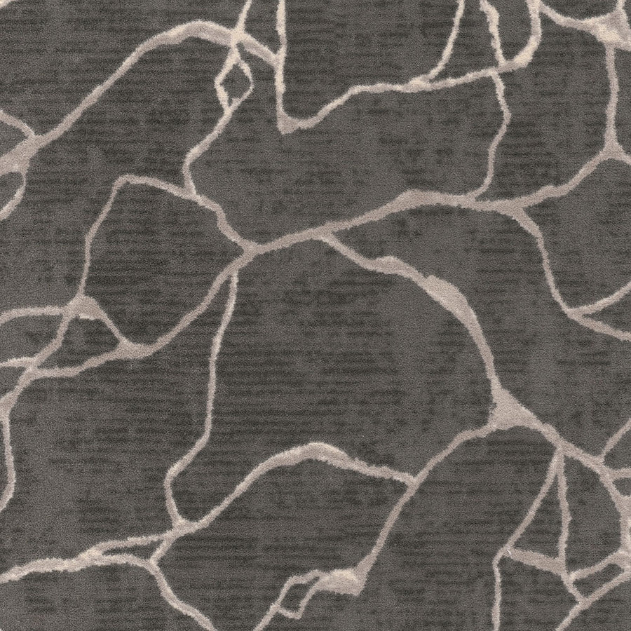 Leading Edge On Trend Carpet features a dark gray textured surface with thin, light veins for an abstract marble look—ideal for modern spaces seeking trendy, durable flooring.
