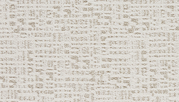 Close-up of Luxuriant Path Pet Friendly Carpet in White Linen—a textured, durable surface with low, dense fibers and subtle, irregular geometric patterns in light tones. Soft underfoot and easy to care for, it’s designed for long-lasting performance.