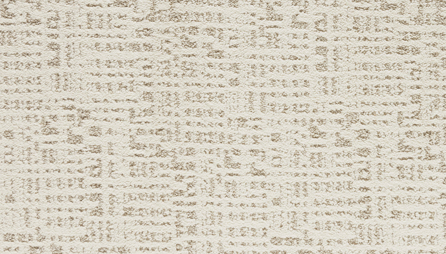 Close-up of Luxuriant Path Pet Friendly Carpet in Pearl, featuring a soft, woven texture with a subtle grid pattern—perfect for modern home decor and durable enough for everyday use.