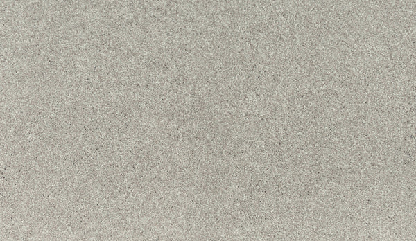 Close-up of Luxuriant Touch III Pet Friendly Carpet in Quiet Light: smooth, light grey, stain-resistant with a fine sandy texture and subtle speckles—perfect for pet-friendly homes seeking premium flooring.