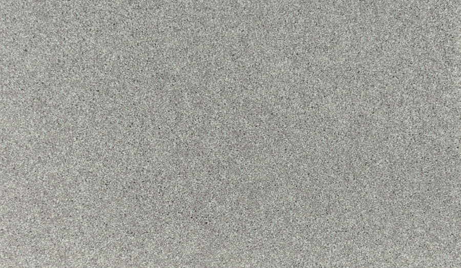 Close-up view of Luxuriant Touch I Pet Friendly Carpet in Arctic, showing its fine, light gray speckled texture—reminiscent of premium flooring that is both pet friendly and stain resistant.